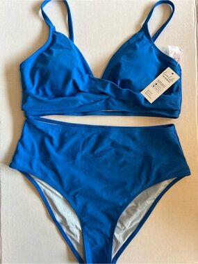 Cupshe Blue Two-Piece Bikini Set Size L